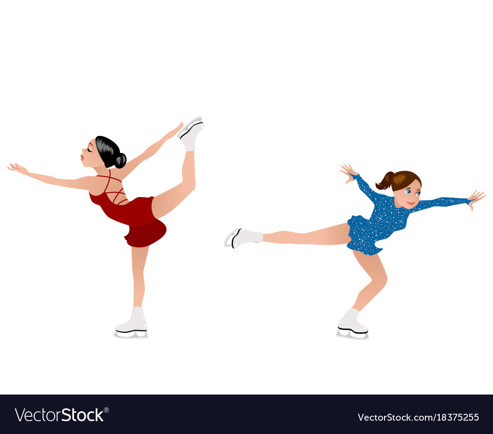 Girls skaters on the ice Royalty Free Vector Image