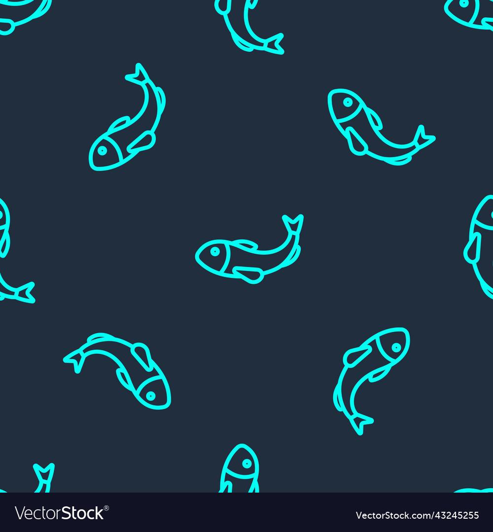 Green line dried fish icon isolated seamless vector image Green line dried fish icon isolated seamless