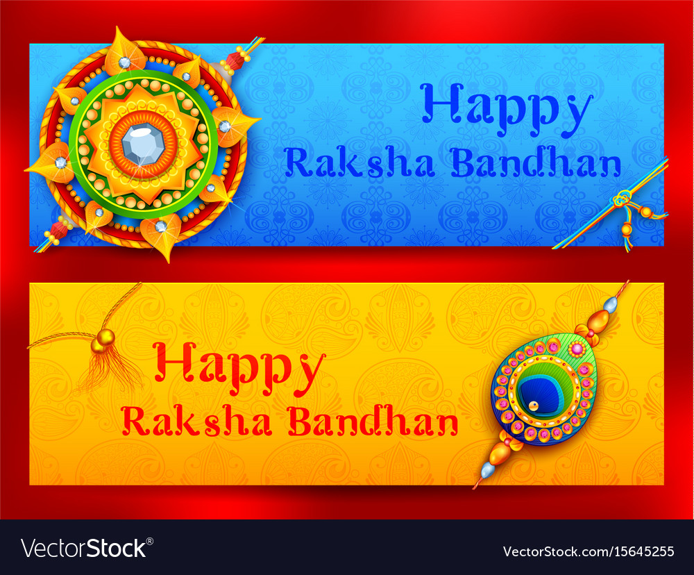 Greeting card with decorative rakhi for raksha Vector Image