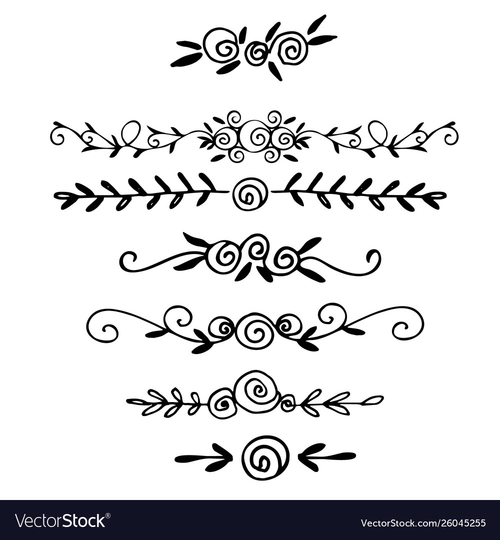 Hand drawn dividers lines borders and Royalty Free Vector