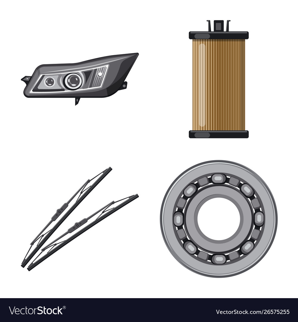 Isolierte Objekt Auto- und Teilsymbol-Set vector image Isolierte Objekt Auto- und Teilsymbol-Set