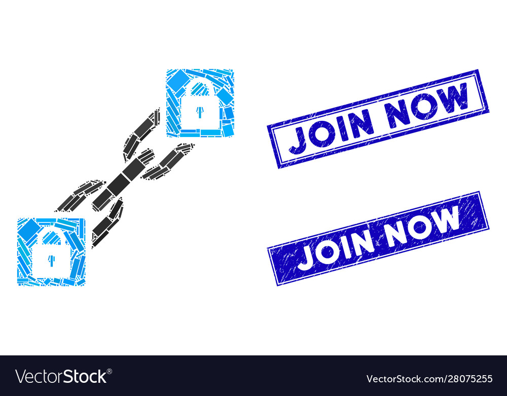 Lock blockchain mosaic and scratched rectangle vector image Lock blockchain mosaic and scratched rectangle