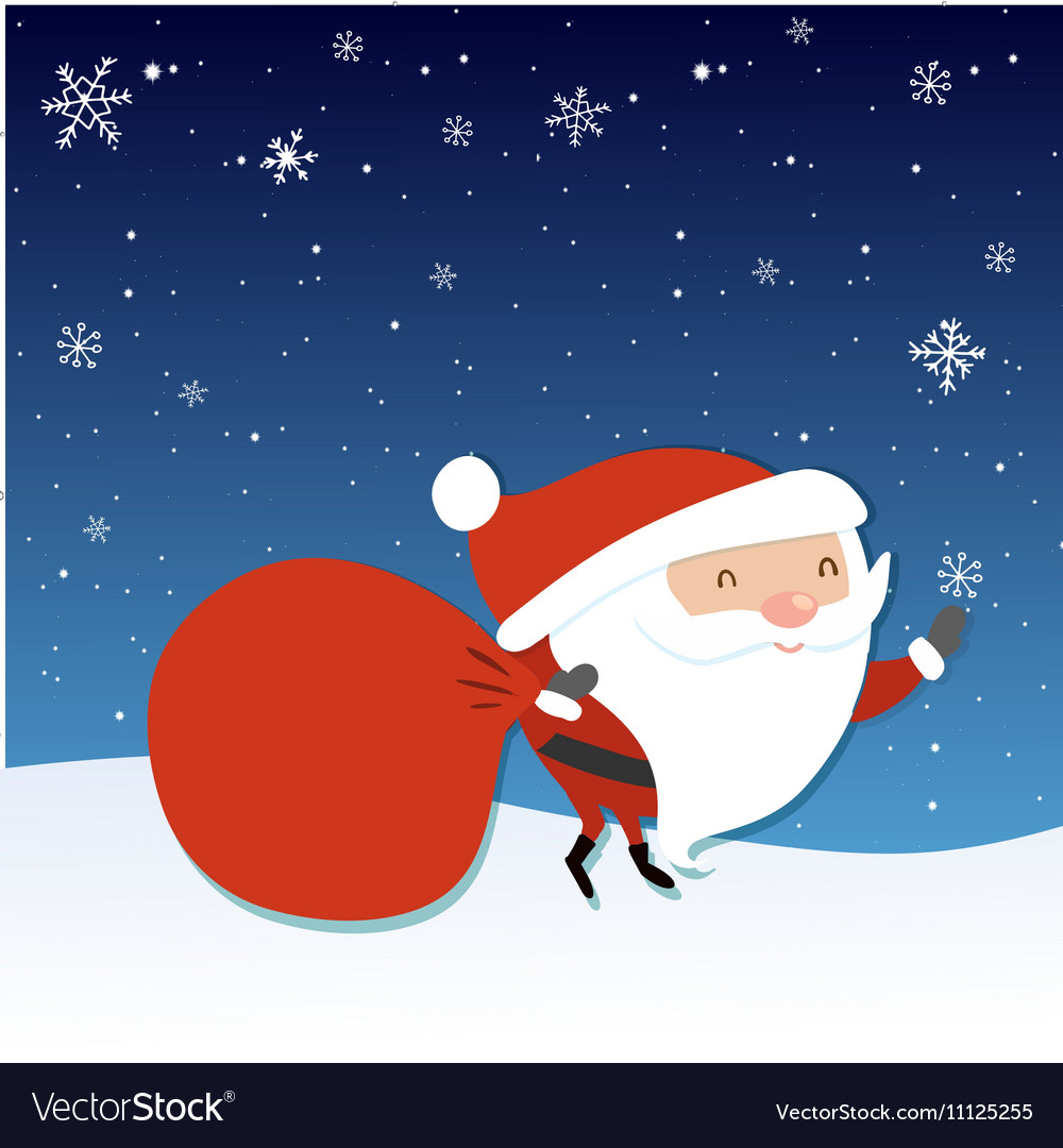 Santa claus with big red sack holding Royalty Free Vector