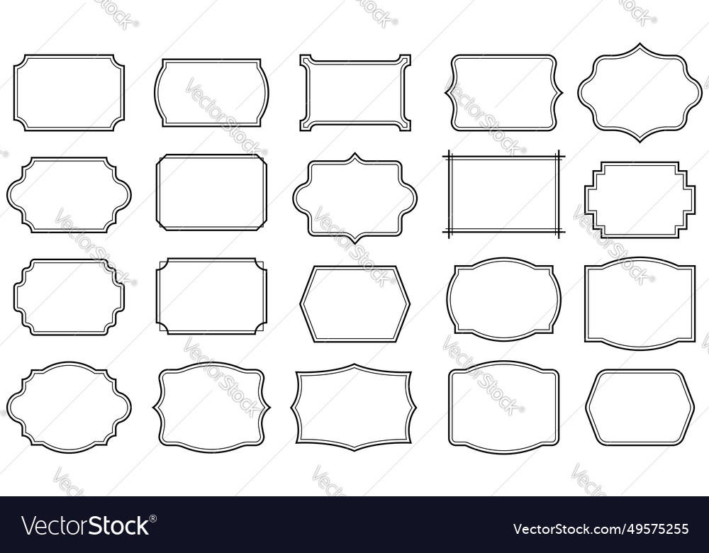 Set of simple line frames with double stroke Vector Image