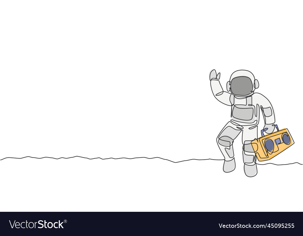 Einzelne kontinuierliche Linienzeichnung von Astronaut