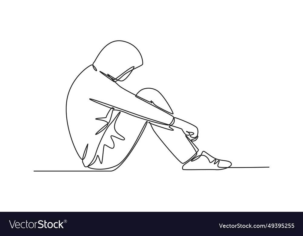 Single one line drawing of frustration young Vector Image