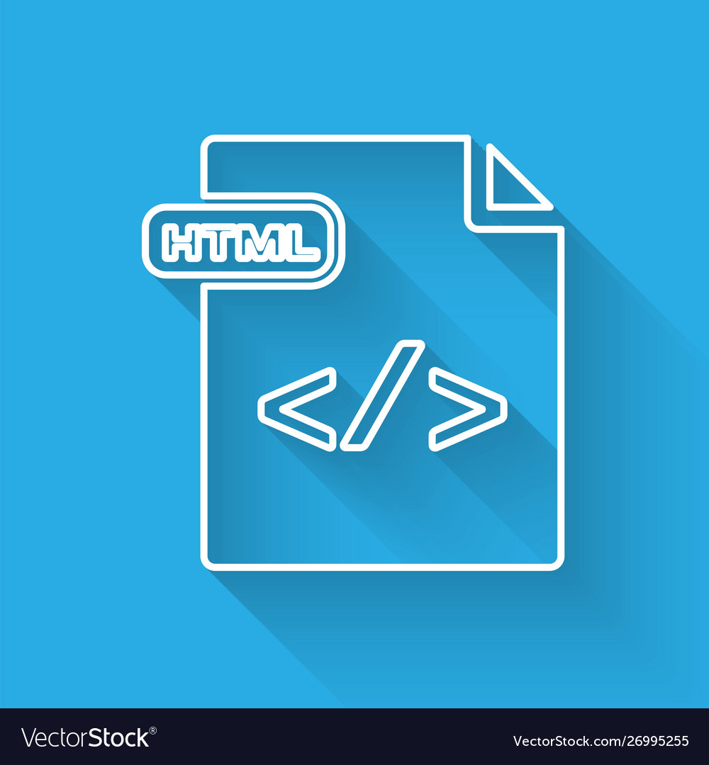 White line html file document download vector image White line html file document download
