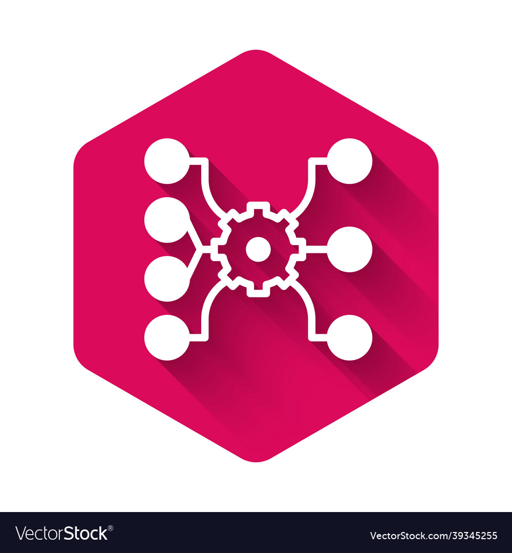 White neural network icon isolated with long vector image White neural network icon isolated with long