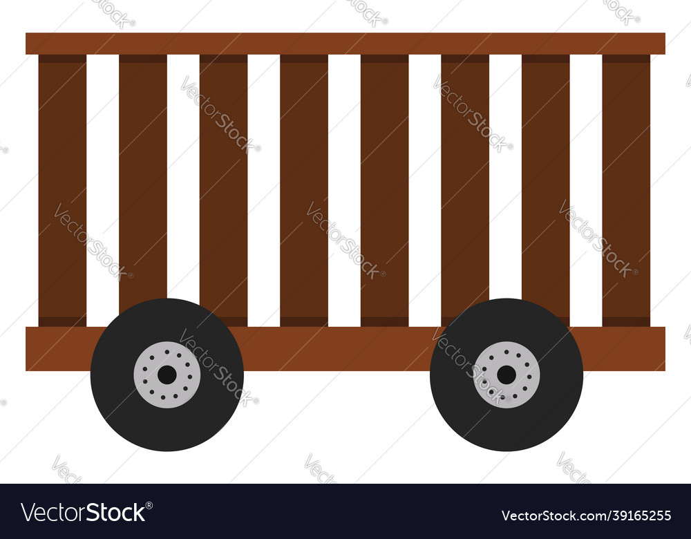 Wooden cart on a white background