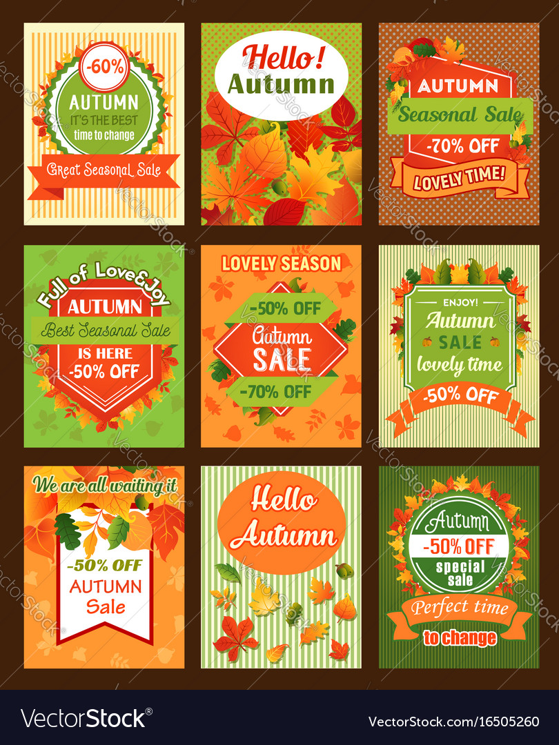 Autumn Season Sale Retro Banner And Tag Set Design