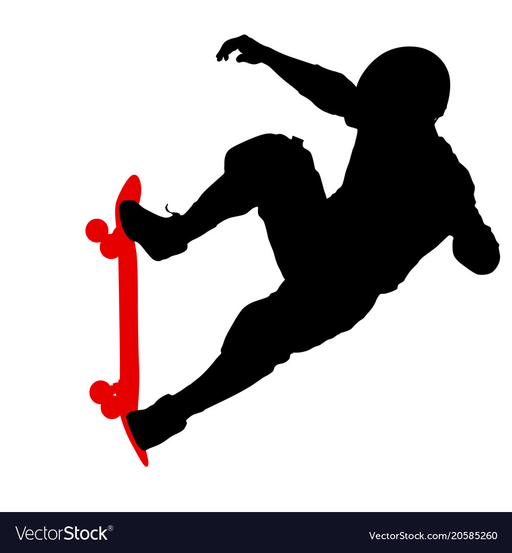 Black silhouette of an athlete skateboarder Vector Image