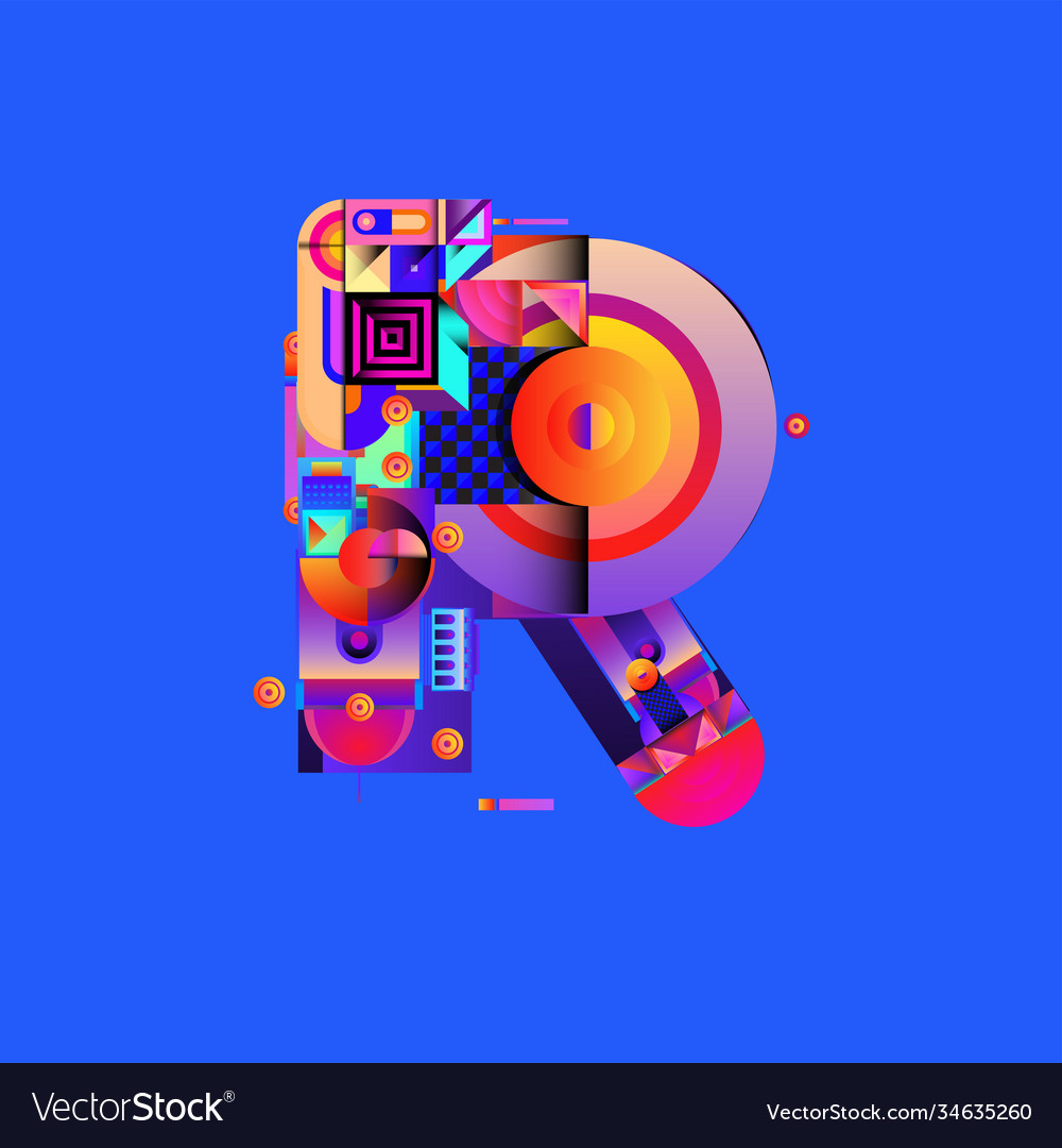 Colorful alphabet font letter r for logo