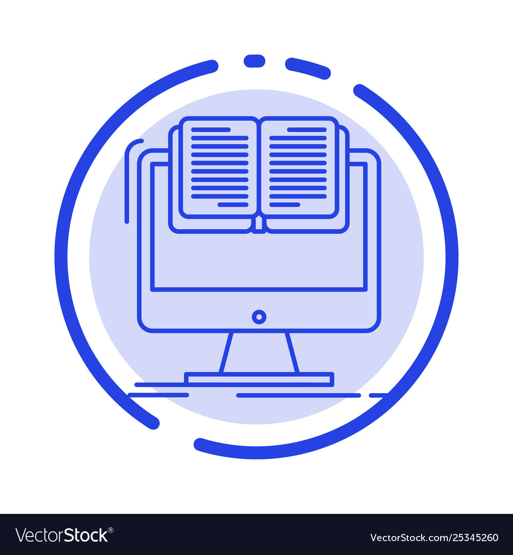 Document file computer cv book blue dotted line vector image Document file computer cv book blue dotted line