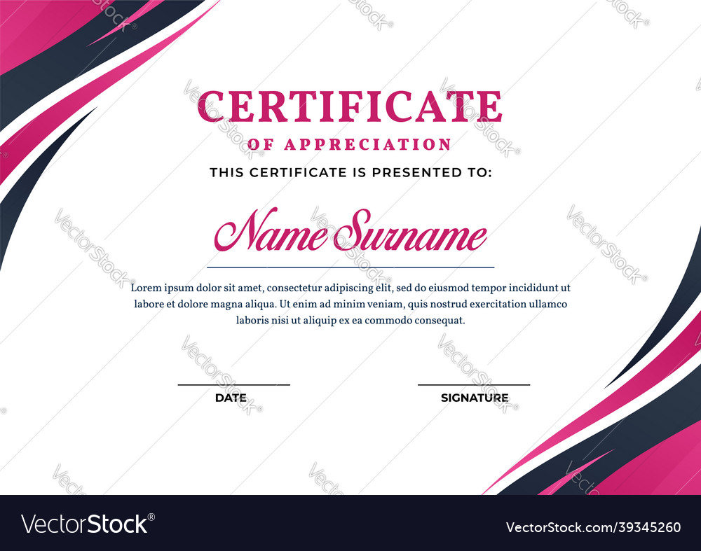 Elegant certificate template design Royalty Free Vector