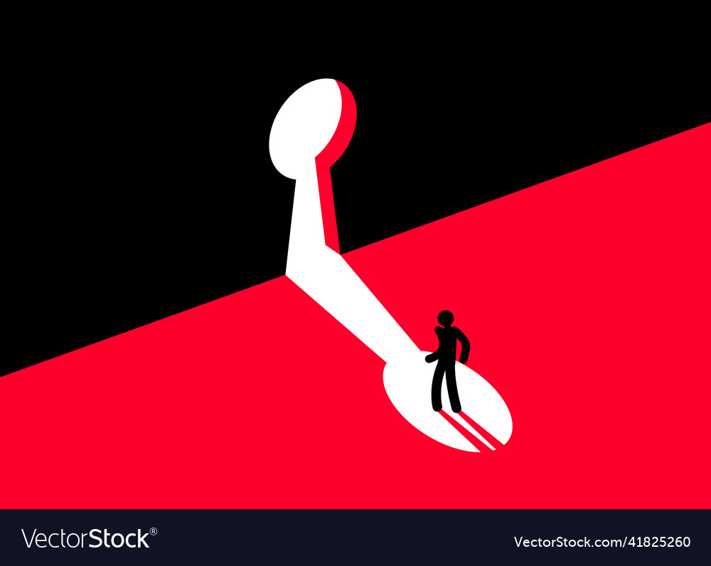 Man standing in front of big keyhole new