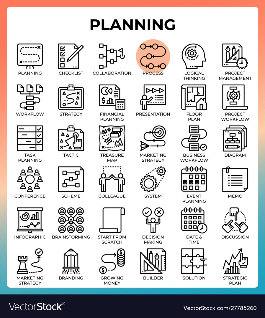 Planning concept icon set Royalty Free Vector Image