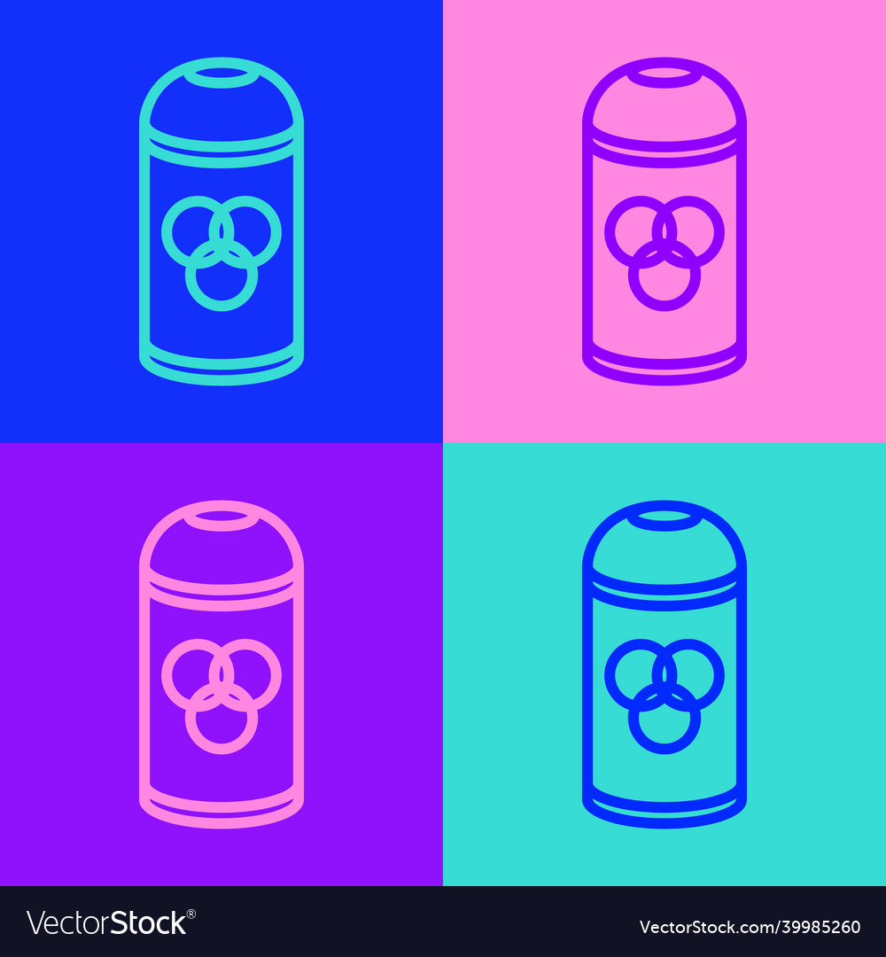 Pop art line paint spray can icon isolated