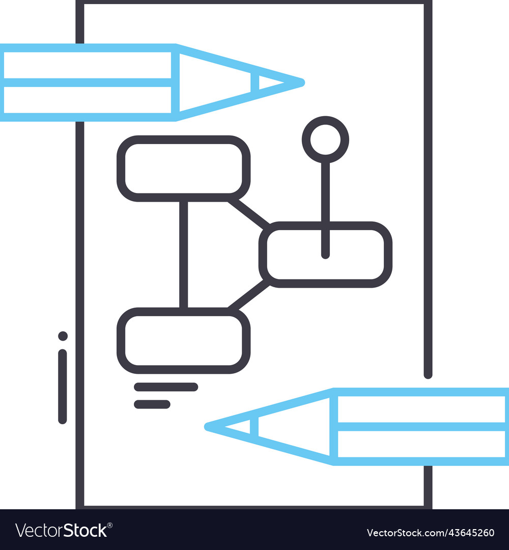 Project workflow line icon outline symbol