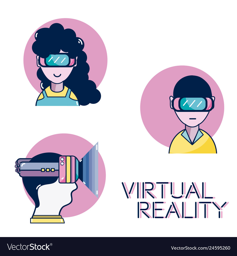 Set of virtual reality cartoons Royalty Free Vector Image Set of virtual reality cartoons Royalty Free Vector Image