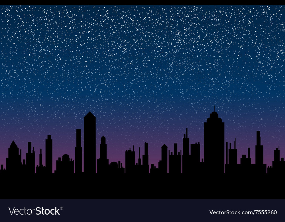 Silhouette of the city star sky eps 10