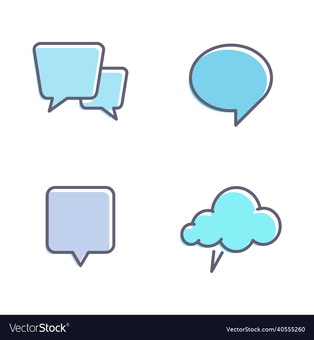 Speech bubble icon set isolated colorful flat vector image Speech bubble icon set isolated colorful flat