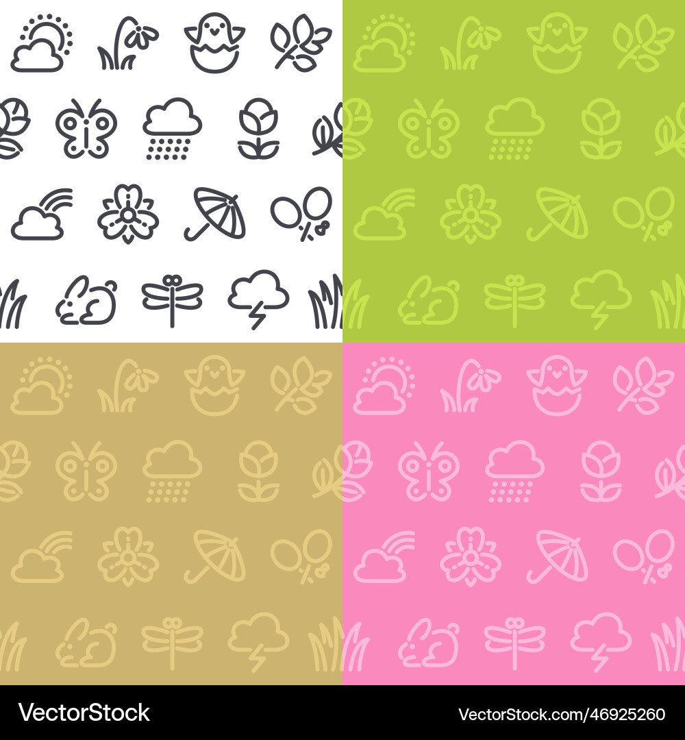 Spring seamless pattern with icons Royalty Free Vector Image