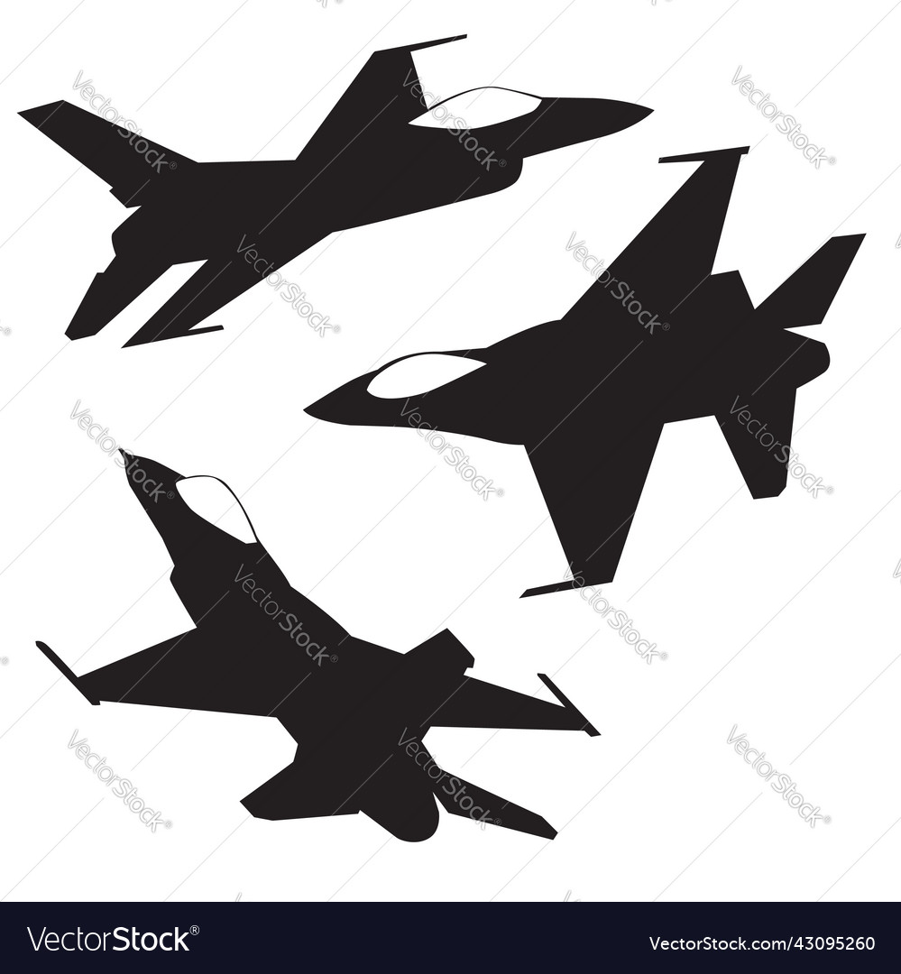 Thunderbird jet fighter silhouette collection Vector Image