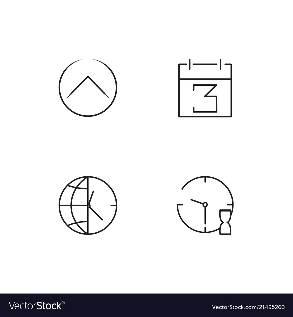 Time linear icons set simple outline