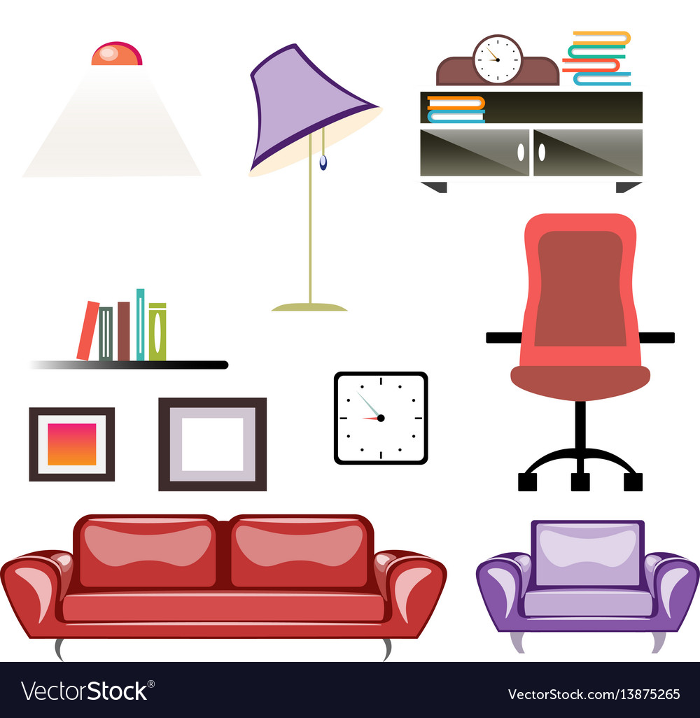 Big apartment furniture set Royalty Free Vector Image