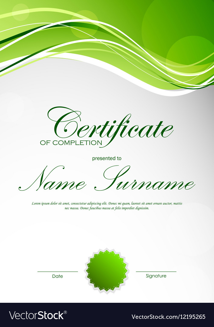 Certificate of completion template Royalty Free Vector Image