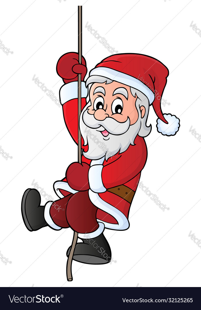 Santa On The Rope Stock Illustration Download Image Now Santa Claus ...