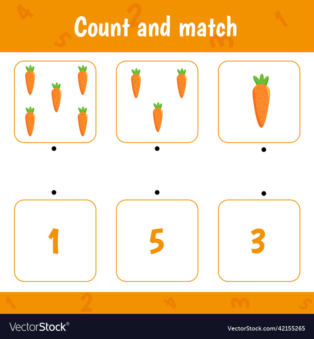 Count and match carrots vector image Count and match carrots
