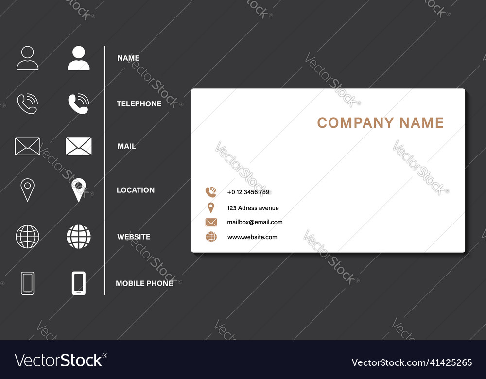 Empty white business card template on black