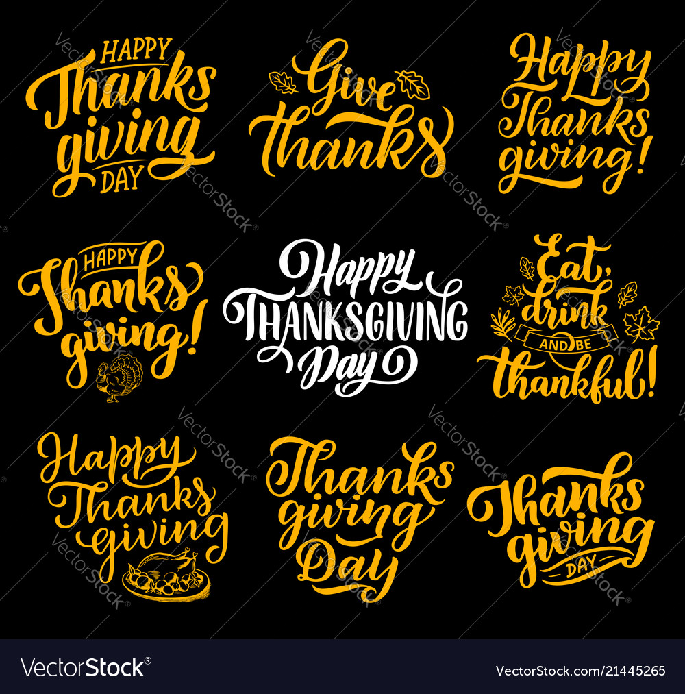 Happy thanksgiving lettering greeting cards Vector Image