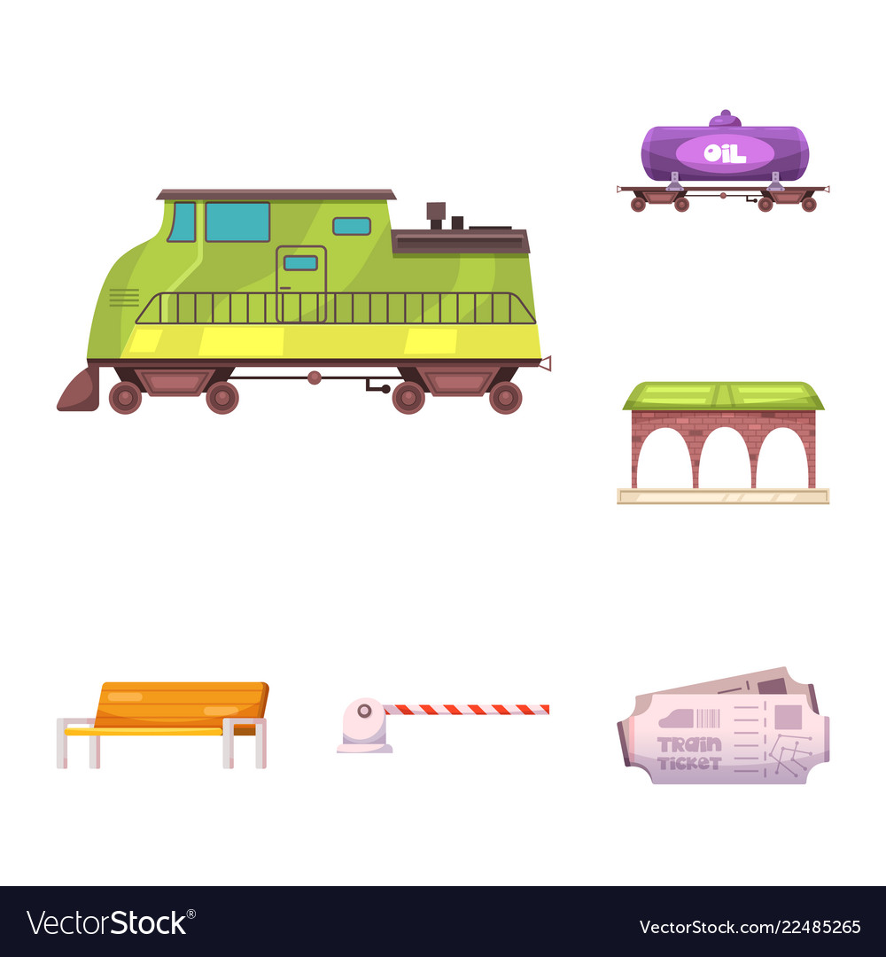 Isolated object of train and station icon set vector image Isolated object of train and station icon set