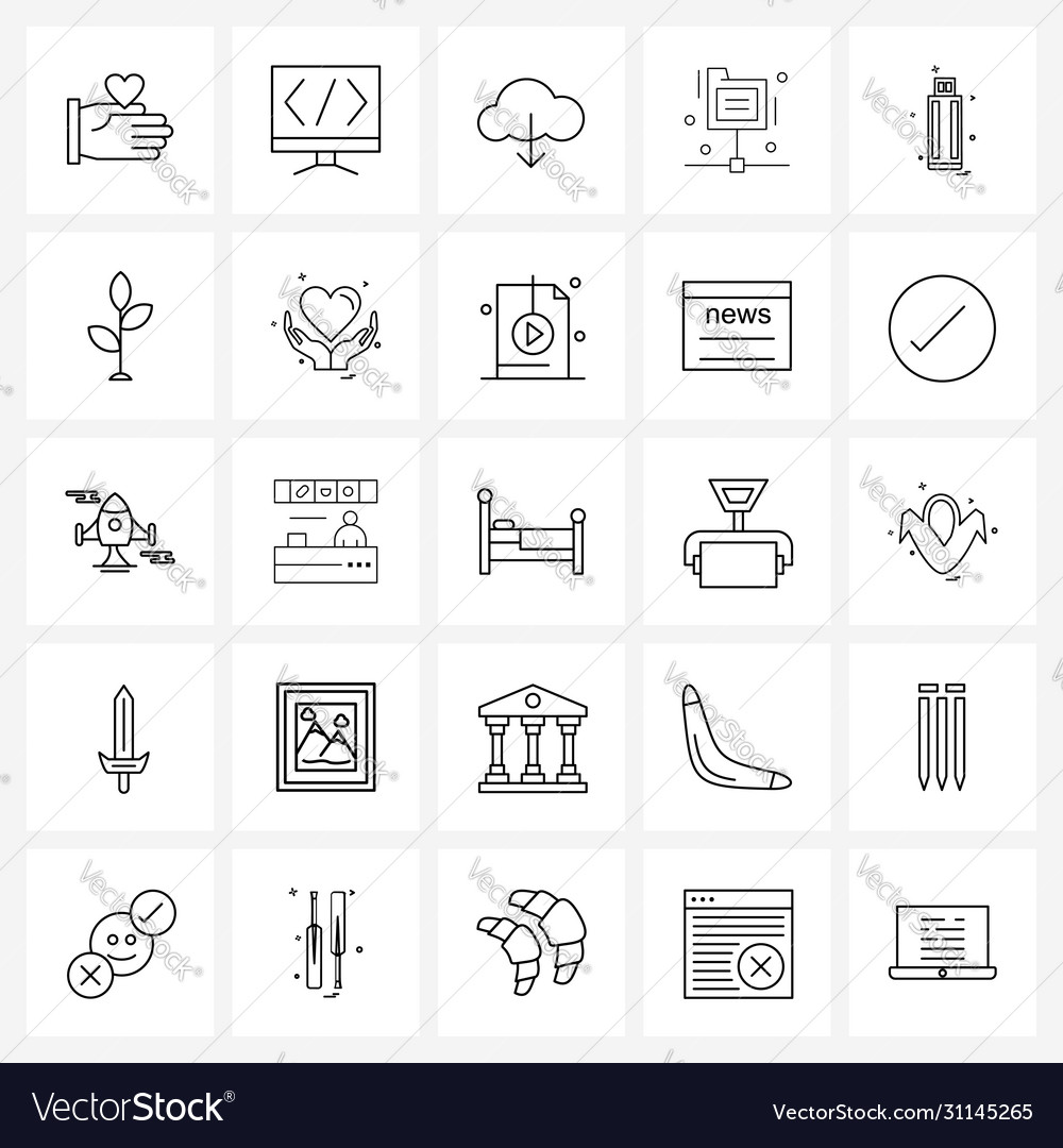 Isolated symbols set 25 simple line icons