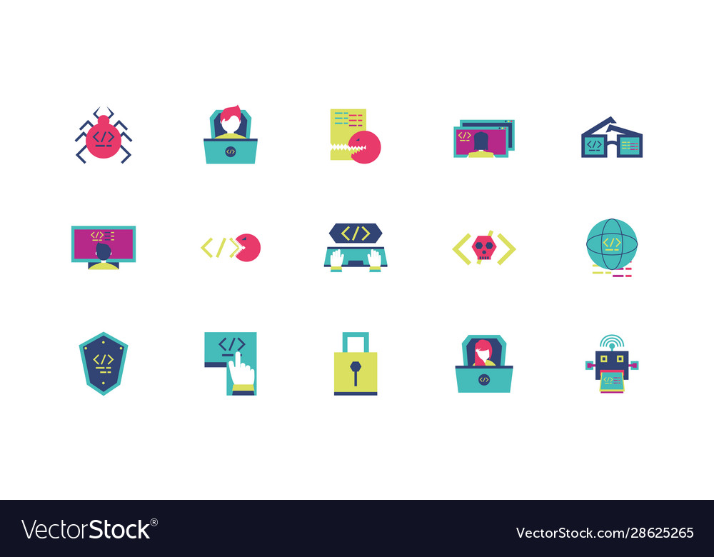Isolated website code icon set design