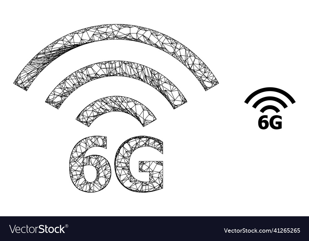 Linear mesh 6g radio source icon vector image Linear mesh 6g radio source icon