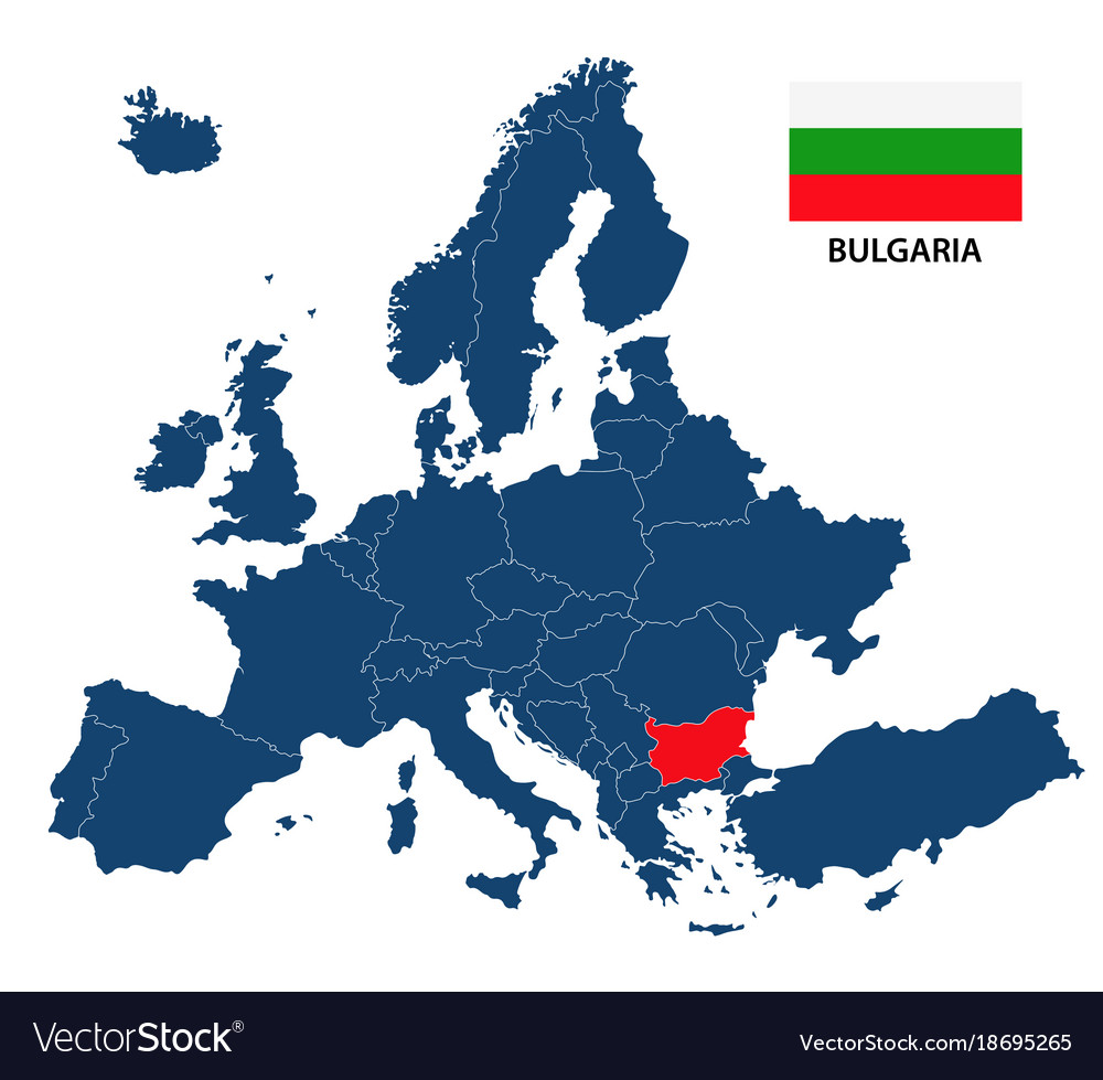 Map Europe With Highlighted Bulgaria Vector 18695265 