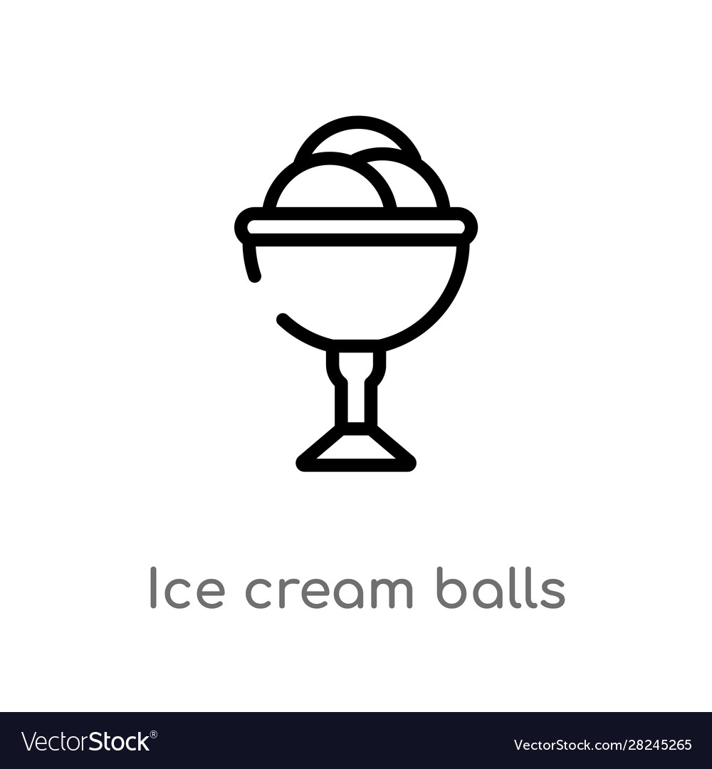 Outline ice cream balls cup icon isolated black