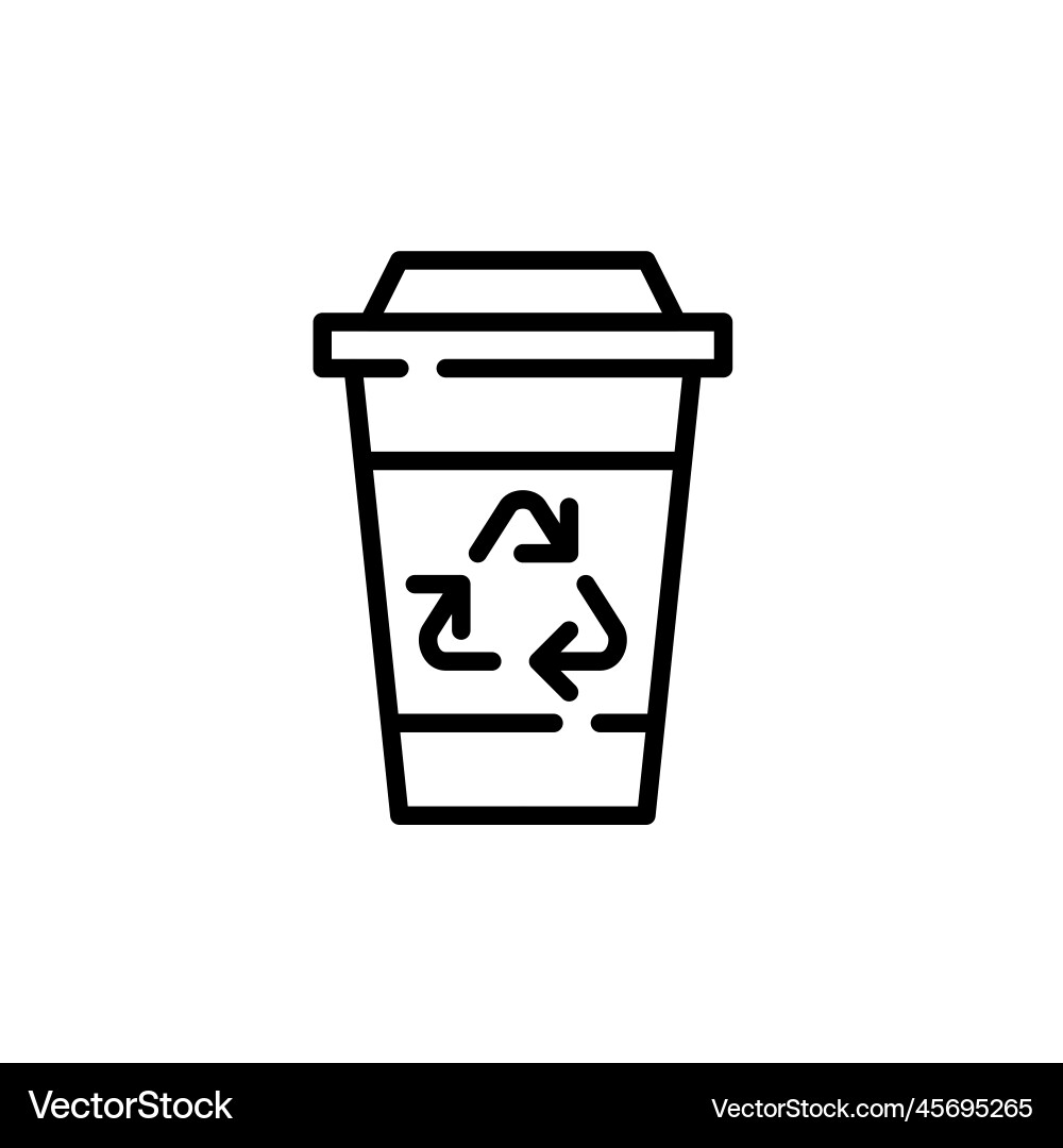 Paper coffee cup with recycle symbol pixel Vector Image