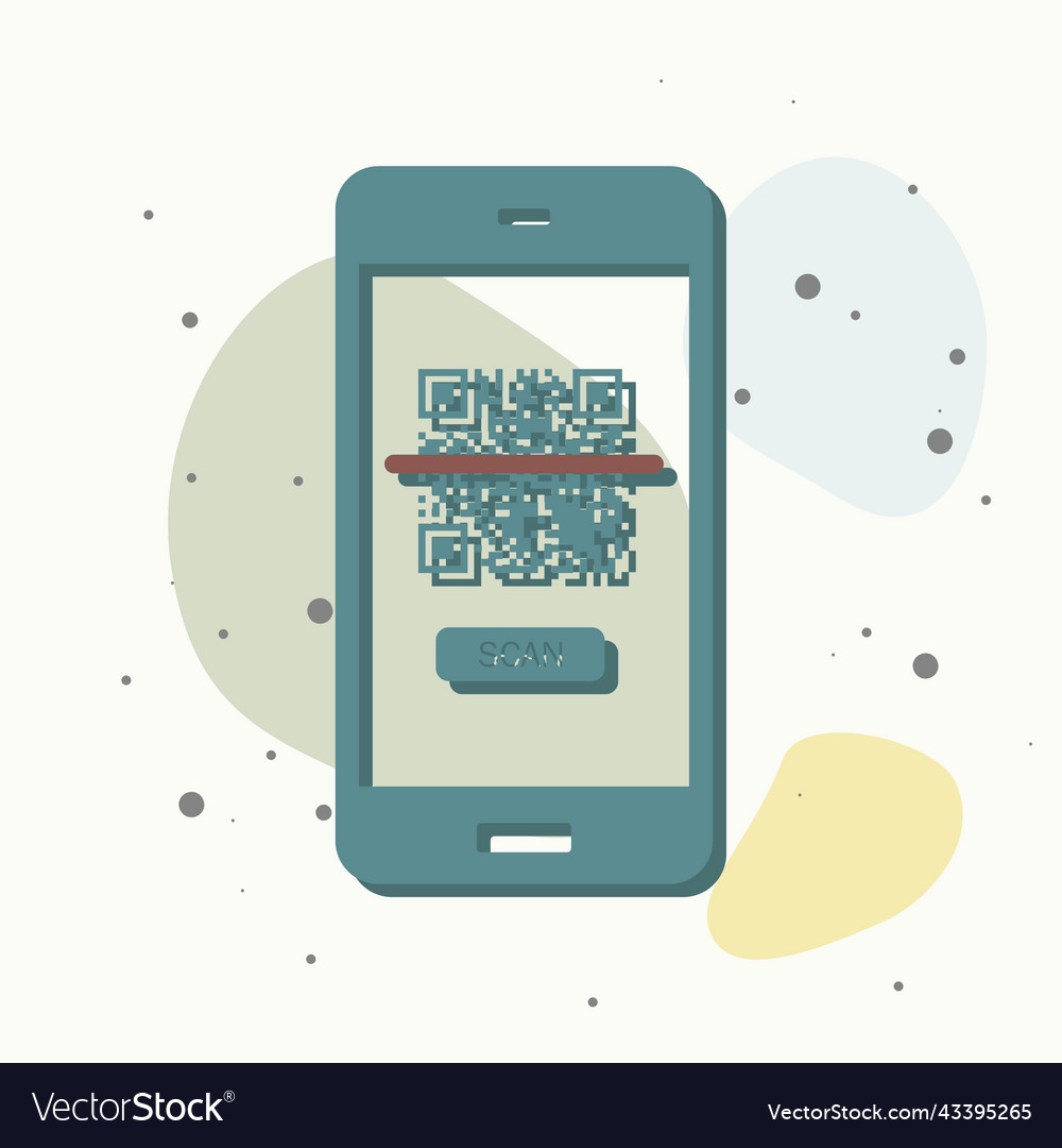 Qr code scan phone icon on multicolored background vector image Qr code scan phone icon on multicolored background