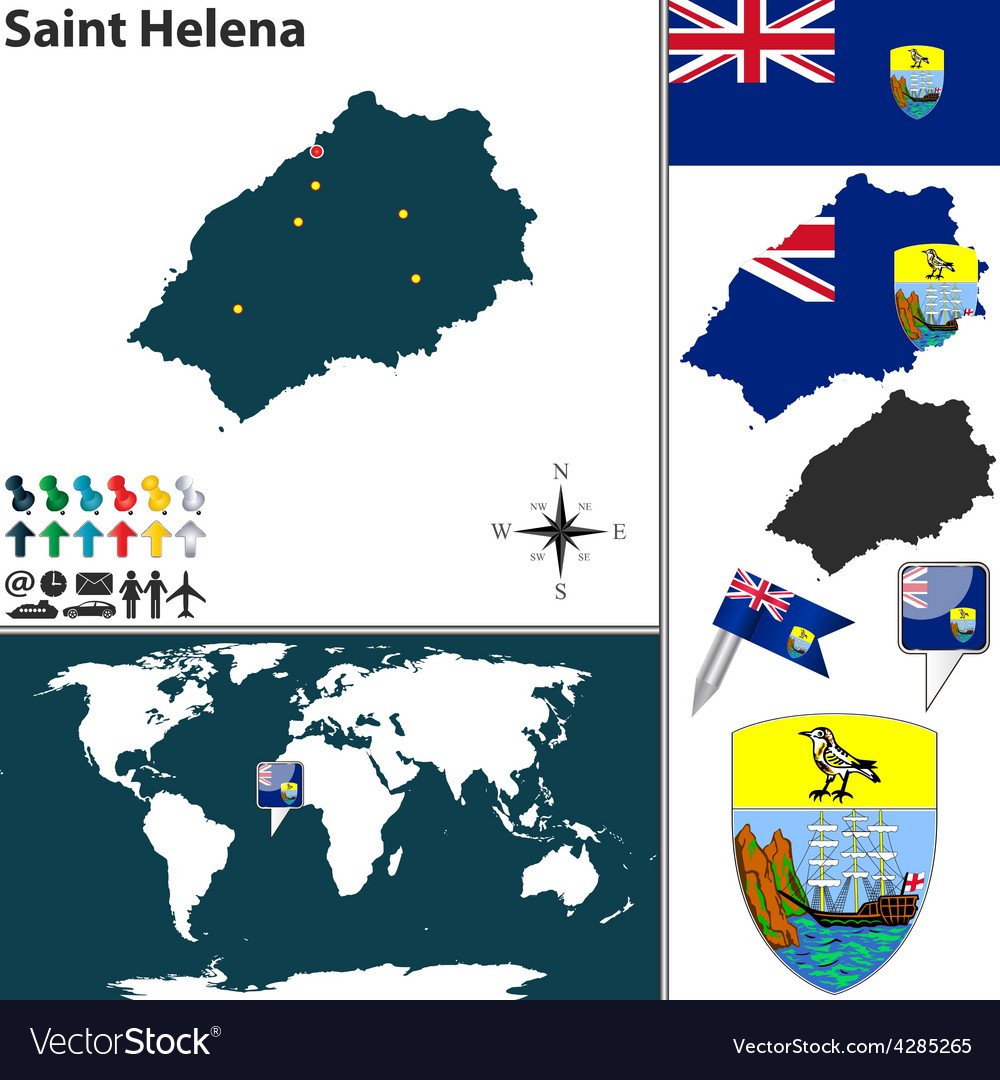 Saint Helena island map world Royalty Free Vector Image