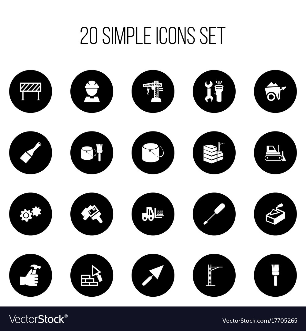 Set of 20 editable building icons includes