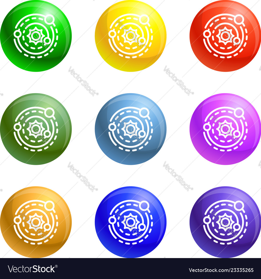 Solar system icons set Royalty Free Vector Image