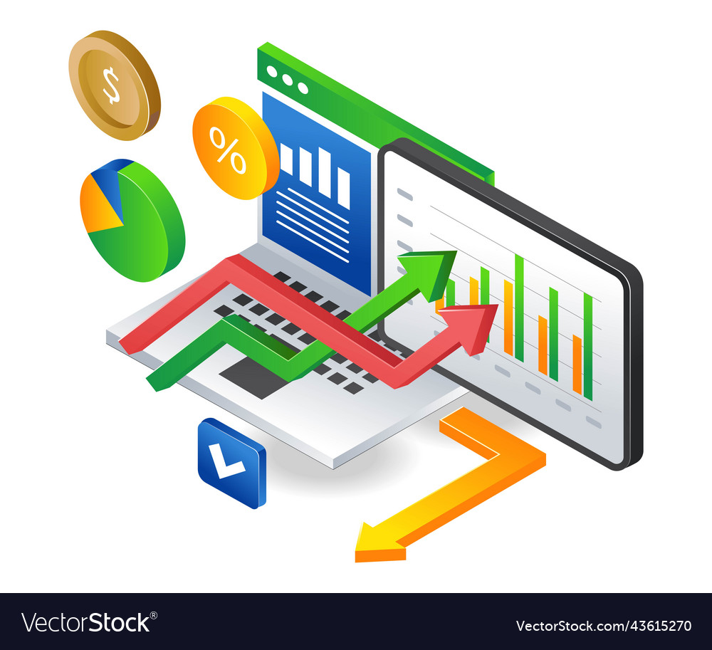 Computer data analysis startup company Royalty Free Vector