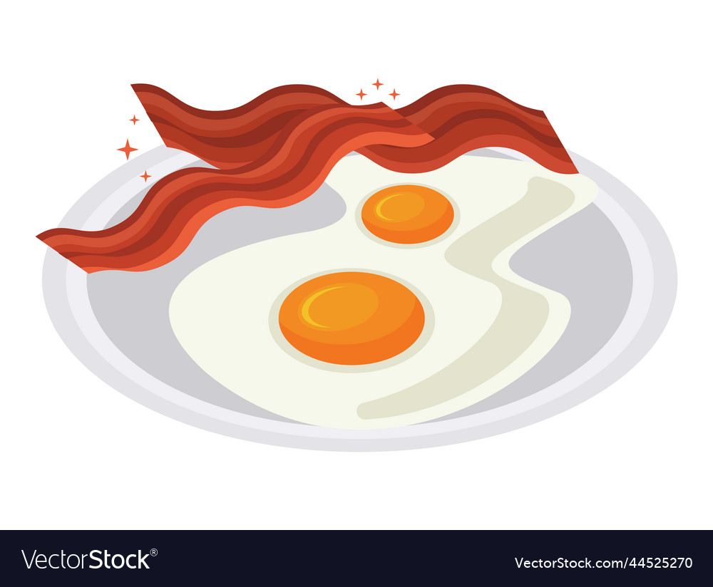 Eggs and bacon frieds breakfast Royalty Free Vector Image