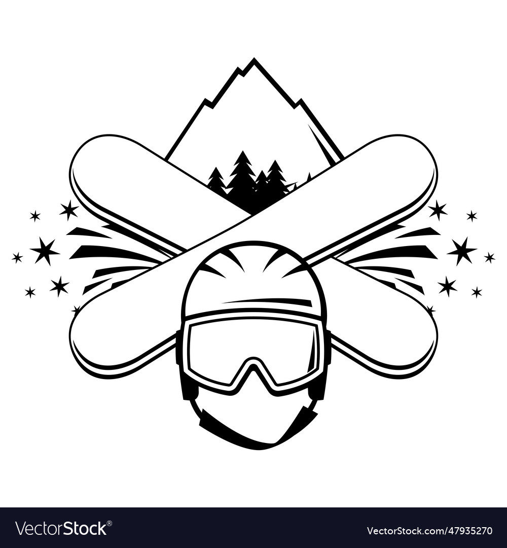 Emblem with snowboarding symbols winter sport vector image Emblem with snowboarding symbols winter sport