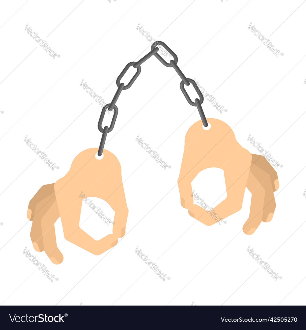 Handcuffs in shape of arms closed fingers Vector Image