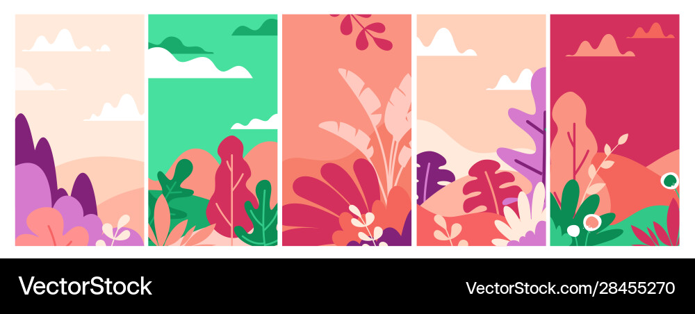 Landscapes flat set Royalty Free Vector Image - VectorStock